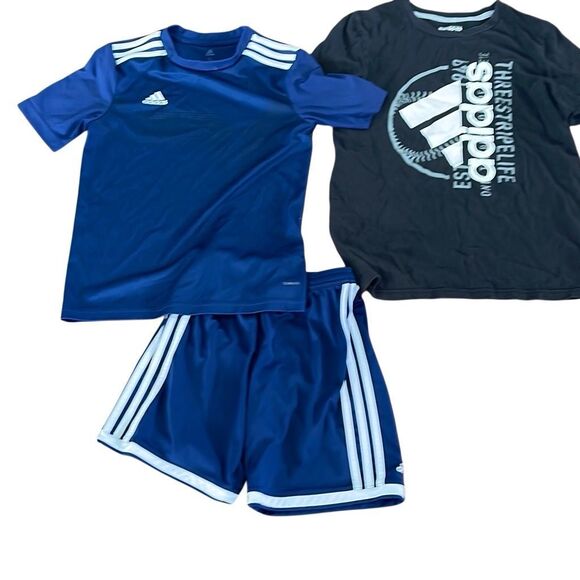 Adidas boys athletic bundle size medium 10/12 short sleeve tee. Well loved. - Picture 1 of 3